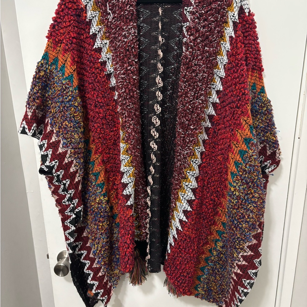 Colorful Knit Poncho